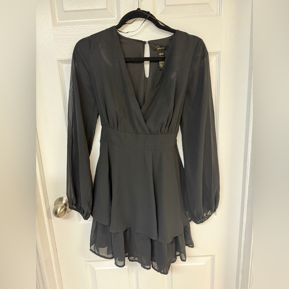 Elegant Long Sleeve Charcoal Dress